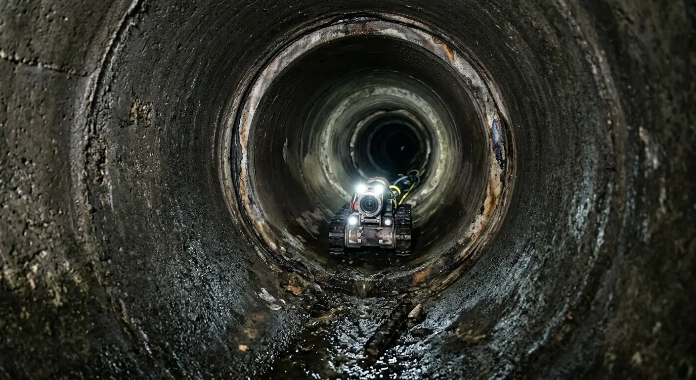 Robotic sewer camera inspecting pipe interior for Sewer Line Cleaning in Winslow